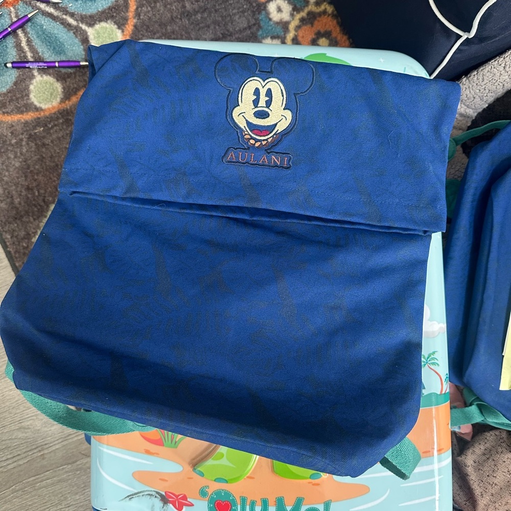 Blue Aulani Mickey Mouse Backpack (bucket opening)